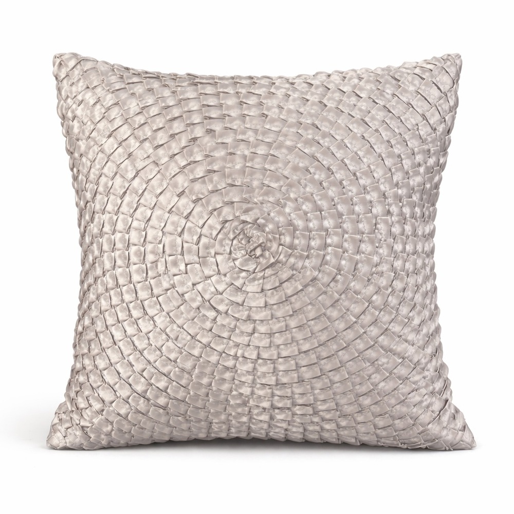 Cynthia Rowley Woven Rosette Throw Pillow Silver Gray 16x16